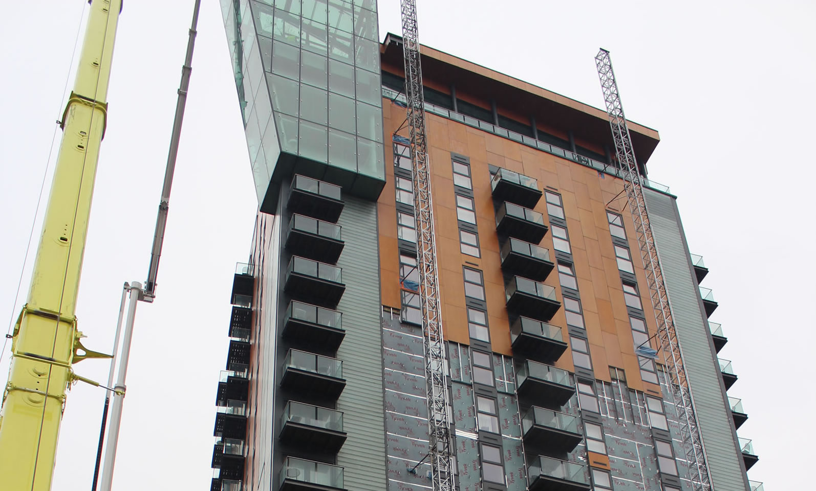 Cladding installation in progress